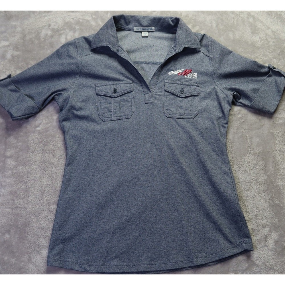 Women's Joe Gibbs Racing NASCAR Low Neck Gray Polo Shirt Sz S